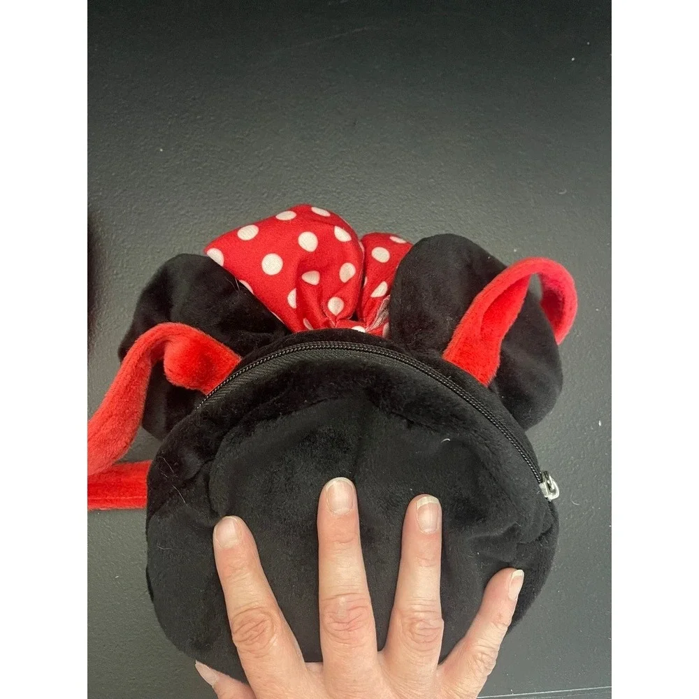 Disney Minnie Mouse Plush Character Purse Red Polka Dot Bow Crossbody Bag Kids